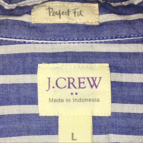 euc jcrew striped button up w tartan pocket h1350 - Picture 2 of 3